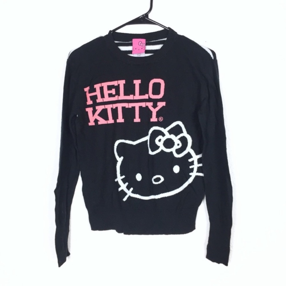 Y2K hello kitty graphic sweater striped back size xs